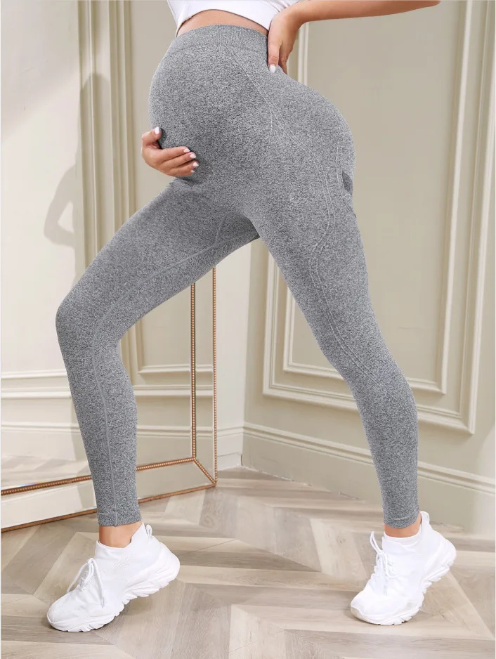 Mamalicious Maternity sports gym leggings in gray marl