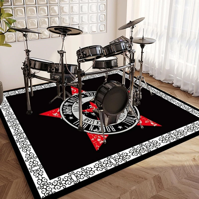 Soundproof Mat Drum Rugs Blanket for Bass Drums Snare Electronic Jazz Musical Floor Mat Vintage Sound Absorbing Stage