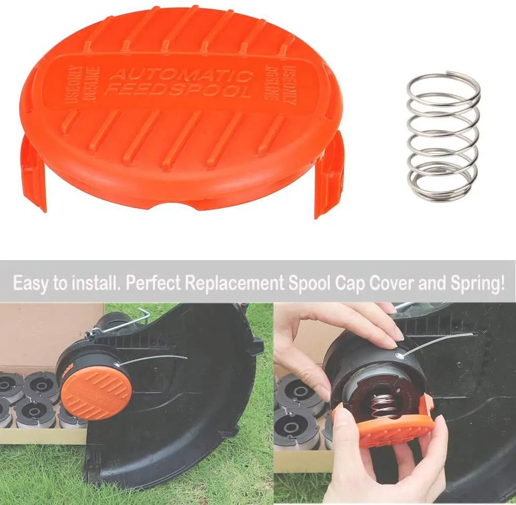 3 Packs String Trimmer Line Cap Spool Cap Covers & Spring for Black & Decker  RC-100-P 385022-03 GH400 ST6600 CST1000 MTC220