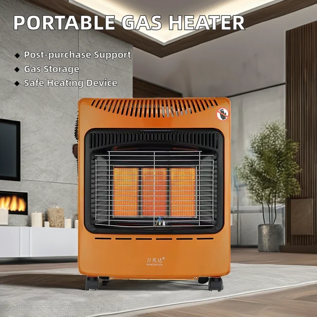 Portable Foldable Gas Room Heater for Indoor Outdoor Use Mobile Infrared Deflector Plate Electric Power Source Bedroom Heating 3