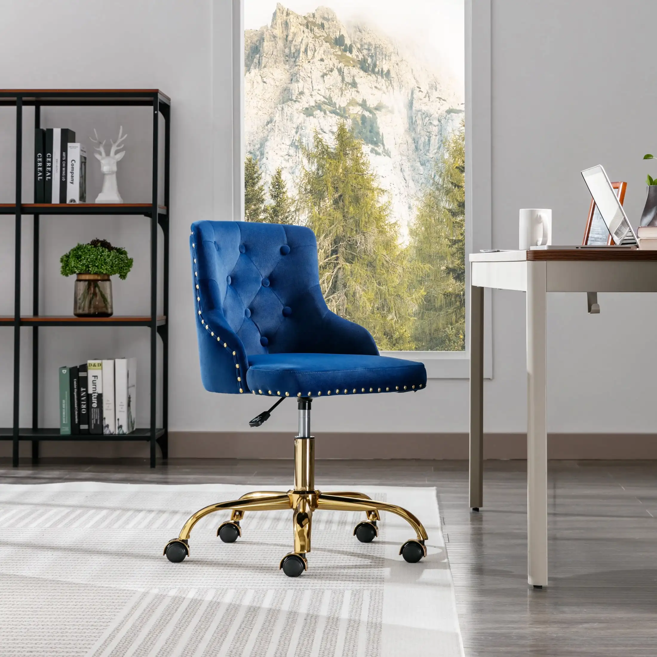 

Koga Velvet Corava Swivel Office Chair, Midnight Blue