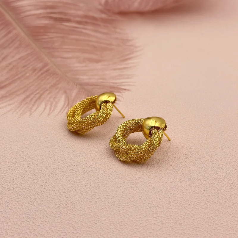 

Vintage Metallic Twisted weaving Round Circle Dangle Earrings 2024 New Fashion Wedding Party Drop Earrings for Woman Jewelry