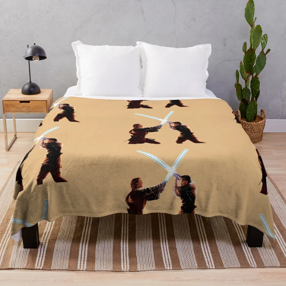 

Anakin VS Obi Wan Small Beige Throw Blanket Kawaii Blanket Decorative Throw Blanket