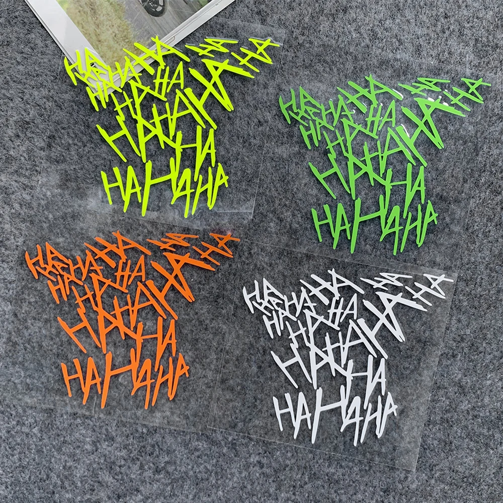 Autocollants Vinyle Joker "HAHAHA" Pour Voiture, Moto Ou Casque - Dimensions 215x130mm Et 220x48mm
