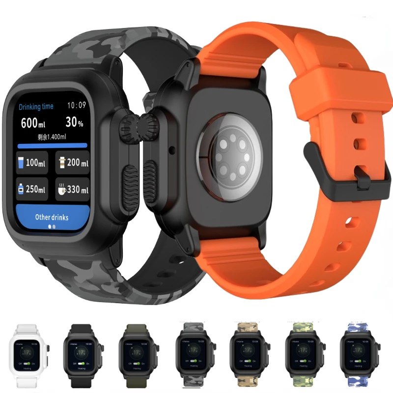 

IP68 Waterproof Cover For Apple Watch Case 45mm 44mm 41mm 40mm 42mm Outdoor Sport Silicone Wristband iWatch 8 7 6 5 4 3 SE Strap