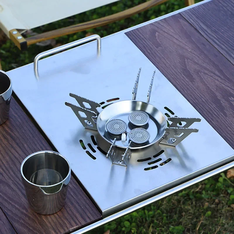 Outdoor Gas Stove Three-core Windproof Stove Self-driving Travel Split Camping Cooker Picnic High-power Fierce