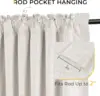 100% Blackout Curtains for Bedroom, Black Out Curtains 96 Inch Long, Clip Rings Linen Blackout Drapes, Thermal Insulated Room 5