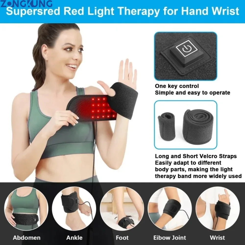 

Red Light Therapy for WristPain Relief Belt New Red Light Physiotherapy Wrist Strap Home Soothing 48 Two-Chip Led Wrist Guard