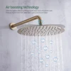 Brushed Gold Bathroom Faucet Shower System Set 3-Function Shower Diverter Valve Round 8/10/12/16 Inch RainShower Tap with bathtu 4