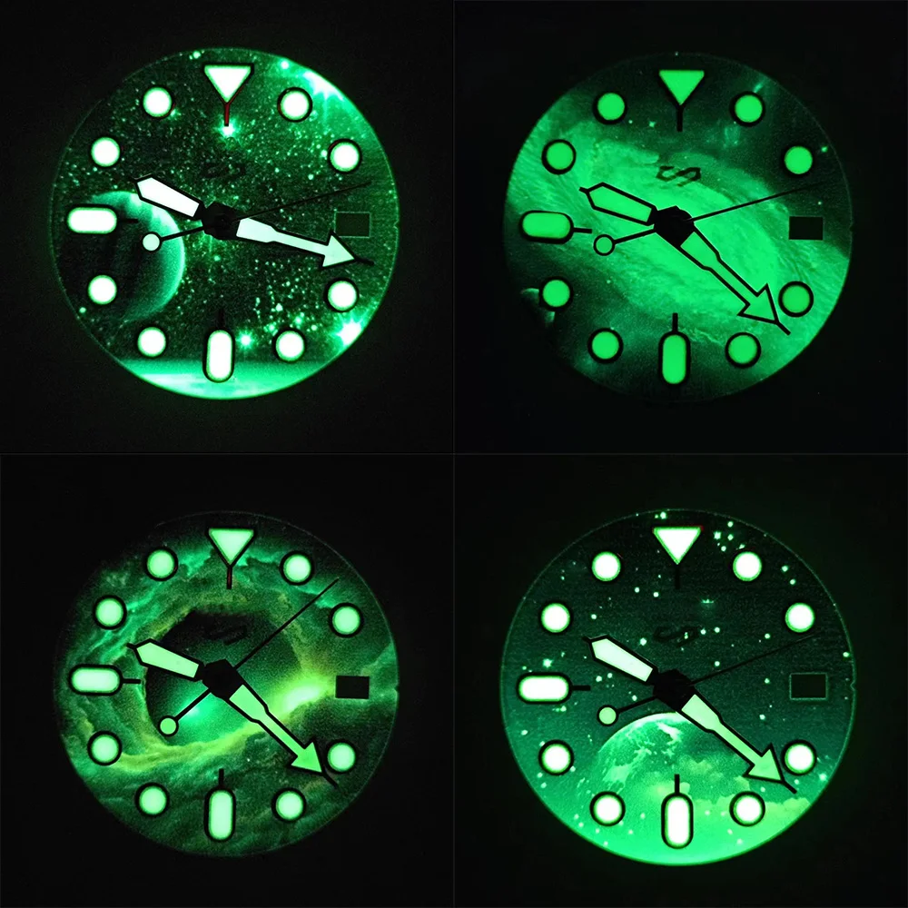 

Циферблат NH35, циферблат NH36, 28,5 мм, циферблат со звездным свечением, зеленый светящийся циферблат, подходит для NH35/36/4R, аксессуары для часов