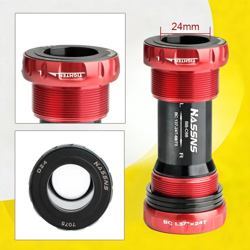 BSA 68 세라믹 바텀 브래킷 24mm 나사산 BB68 밀폐형 베어링 자전거 BB 68mm 73mm MTB 산악 자전거용 할로우 센터