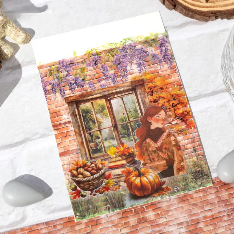 Journamm 50mm*2m Wall and Flower Series PET Tape Decor Junk Journal DIY Scrapbooking School Supplies Collage Tapes 4