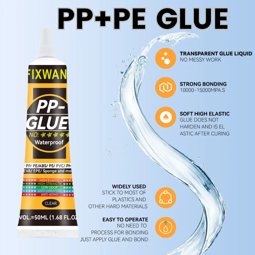 50ML FIXWANT Polypropylene PP Glue PE EVA POM PU Plastic Leather Waterproof Soft Glue Strong PVC Adhesive 3