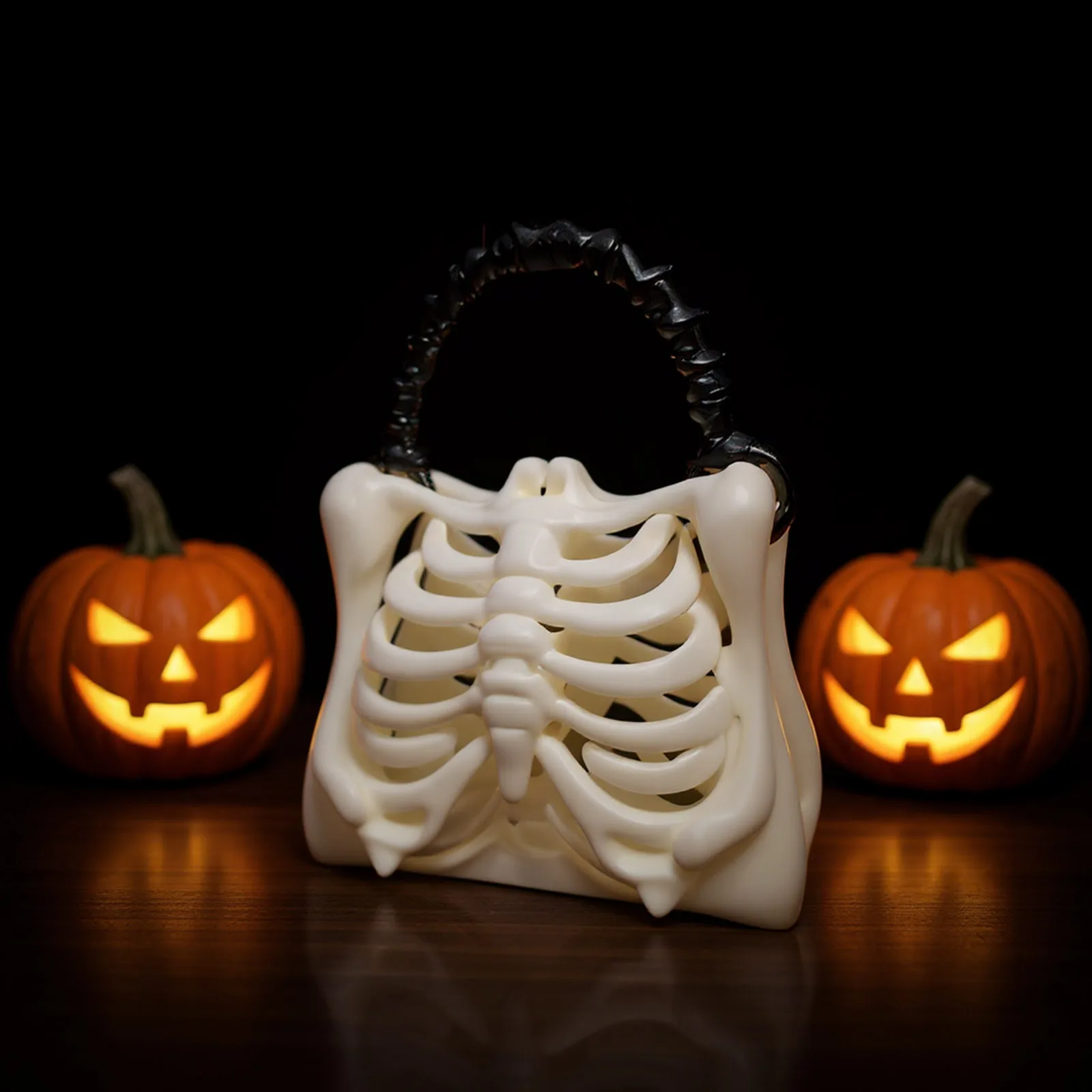 3D Printed Gothic Rib Cage Shape Purse Unique Halloween Party Clutch Bag Skeleton Bone Bag Gift for Women