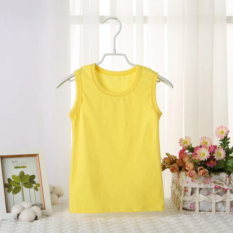 2-9T summer children vest kids girls boys solid color tops sleeveless undershirts tees shirts white cotton breathable T shirt kids tops