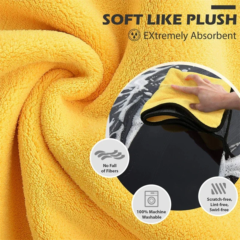 10Pcs Extra Soft Car Wash Microfiber Towel 30x30/60CM Car Cleaning Drying Cloth Hemming Car Care Cloth Detailing Car Wash Towel 4