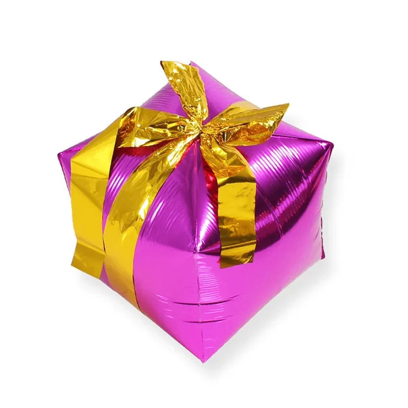 24 Zoll Weihnachtsgeschenk Folienballons Geschenkbox Würfel Aluminiumfolienballon für Neujahr 2025 Weihnachtsfeierdekoration – Detail 5