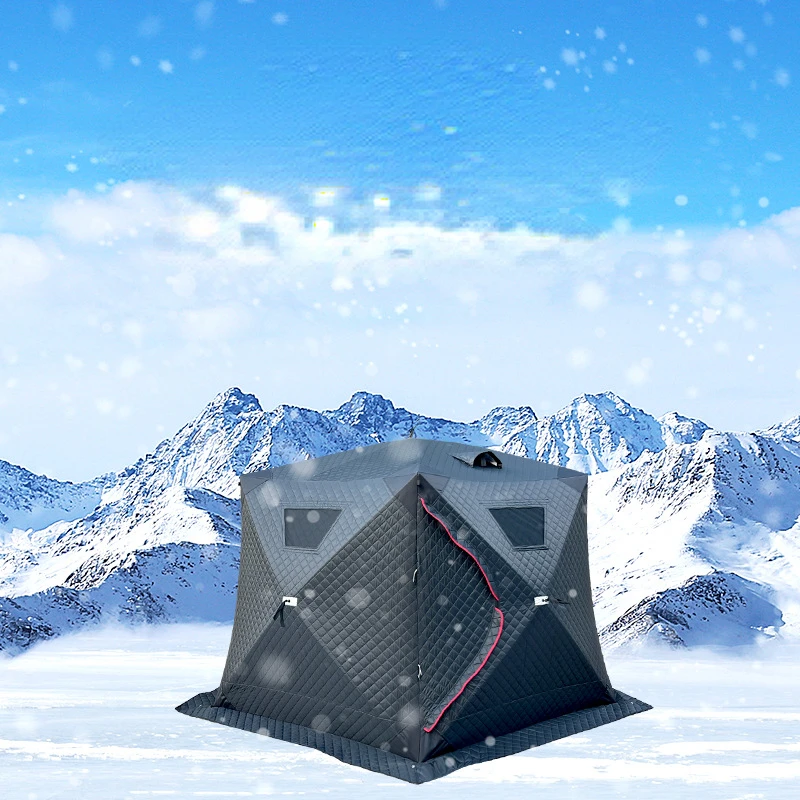 Pentagonal /Hexagonal 4 5 6 8 Person Automatic Winter Ice Fishing Tent Snow Fishing Shelter House Keep Warm Room 2 Door Car Awni