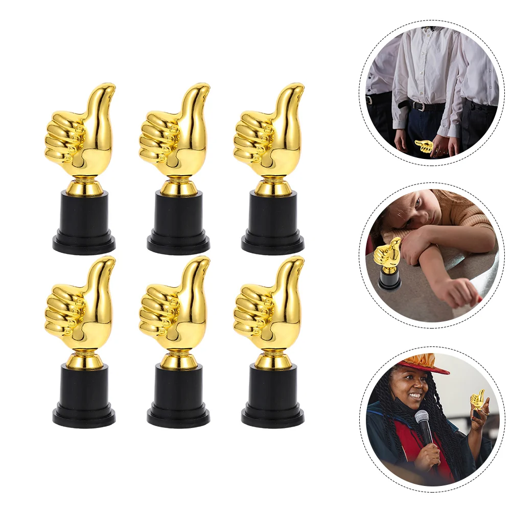 Plastic Trophy Toys 6 Pcs Kids Thumb Shaped Competition Sports Football Award Champion Kindergarten Cup Model