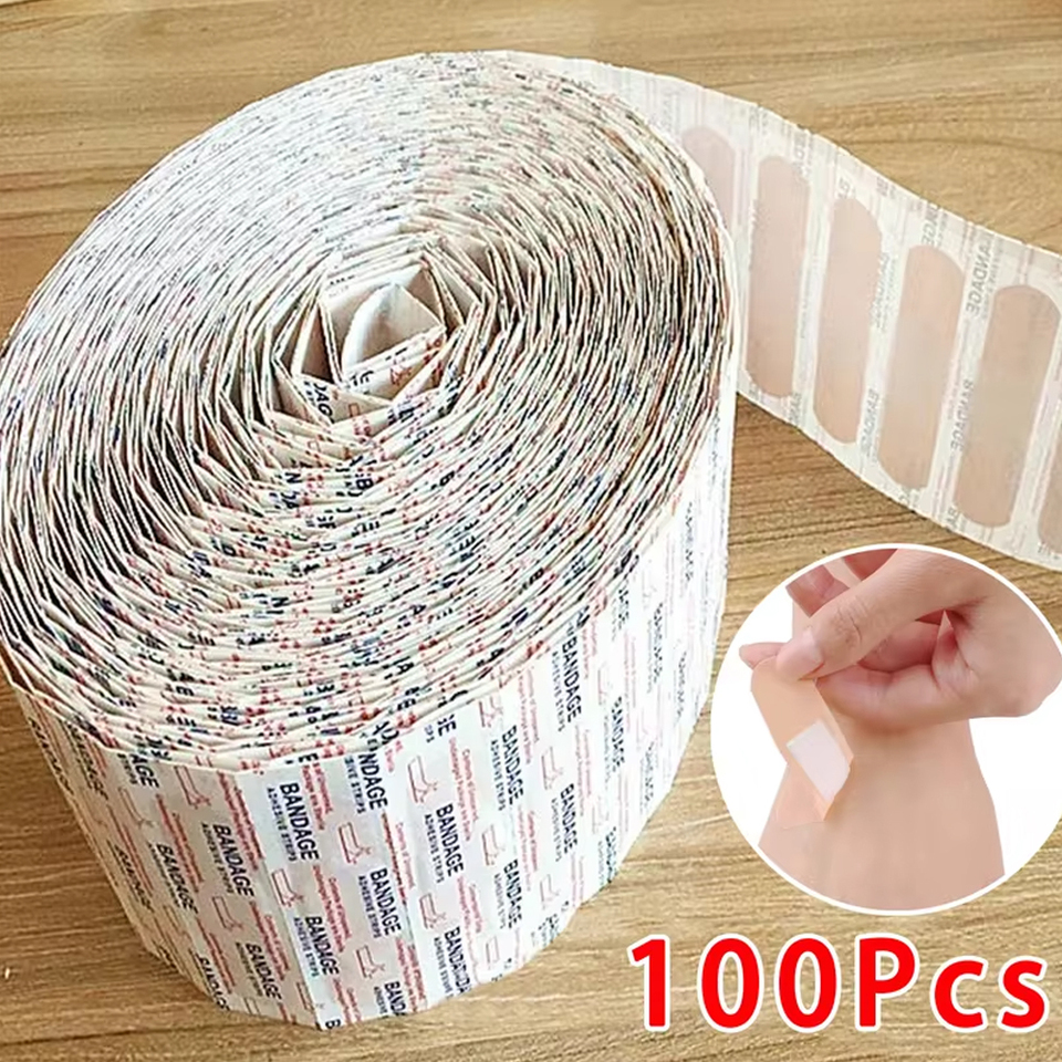 100Pcs Band-Aids Waterproof Breathable Cushion Adhesive Plaster Wound Hemostasis Sticker Band First Aid Bandage  Gauze