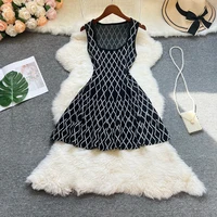 YuooMuoo Brand Fashion A-line Short Women Dress Elegant Y2K Geometric Knitted Summer Dress Female Harajuku Black Party Vestidos - Image 2