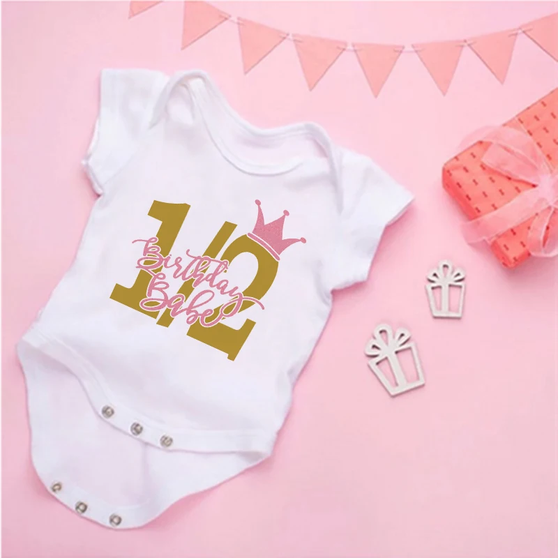 Summer Newborn Infant Baby Clothes Ice Cream 1/2 Birthday  Toddler Jumpsuits Boys Girls Birthday Party Short Sleeve Outfits Gift 5