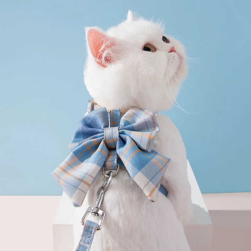 

Bow Cat Dog Collar Cute Pet Harness with Breast Strap Traction Rope Cat Clothes Harness Vest Princess Puppy Kitten Accessories