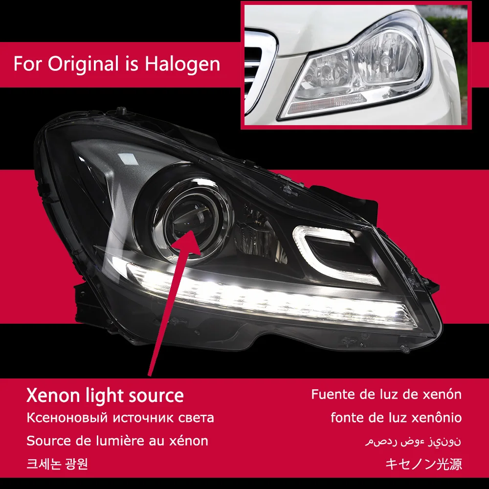 AKD Car Lights for Benz W204 LED Headlight 2011-2013 C200 C260 DRL