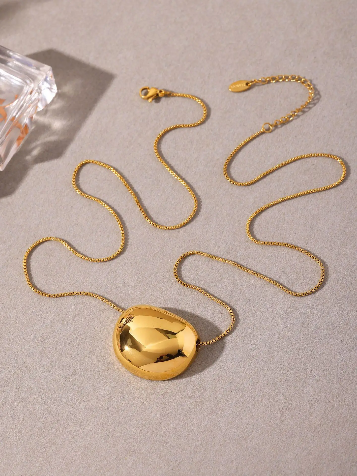 Gold Farbe Silber Oval Anhänger Halskette Für Frauen Hohe Qualität 18K Lange Edelstahl Halskette Damen Mode Schmuck Geschenk – Detail 12