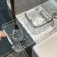Water Ripple Luxurious Storage Tray Household Transparent Tea Cup Tray with Handle Decorative Bathroom Tray Living Room 1