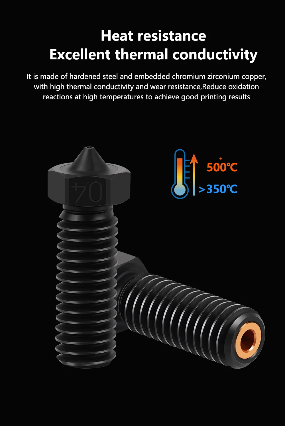 Buse en acier trempé - RNCYN - 0.4mm - Compatible Ender 3 - Haute résistance à l'usure - 500 °C