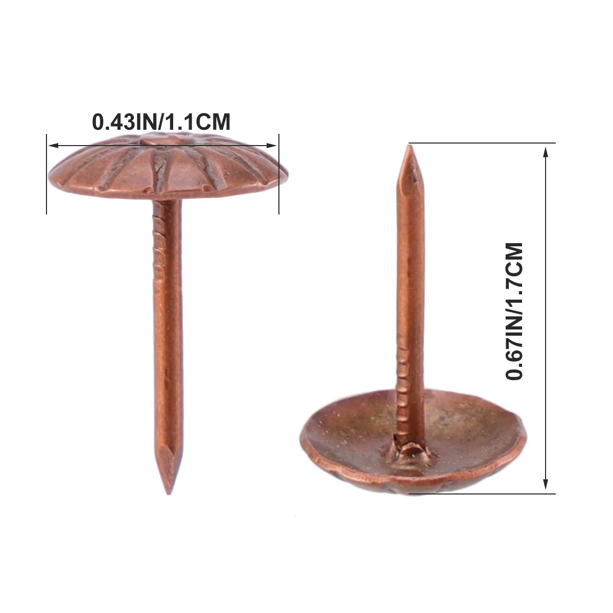 500개 11x17mm 철제 원형 장 소파 못, 가구, 침대, 의자, 코르크 보드 DIY 장 압정