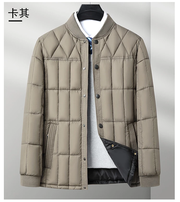 Casual 2025, Herbst Herren Warme Baumwolle Gefütterte Jacken Winter Outwear Leichte Parkas Einfarbig Einreiher Verdicken Mäntel – Detail 11