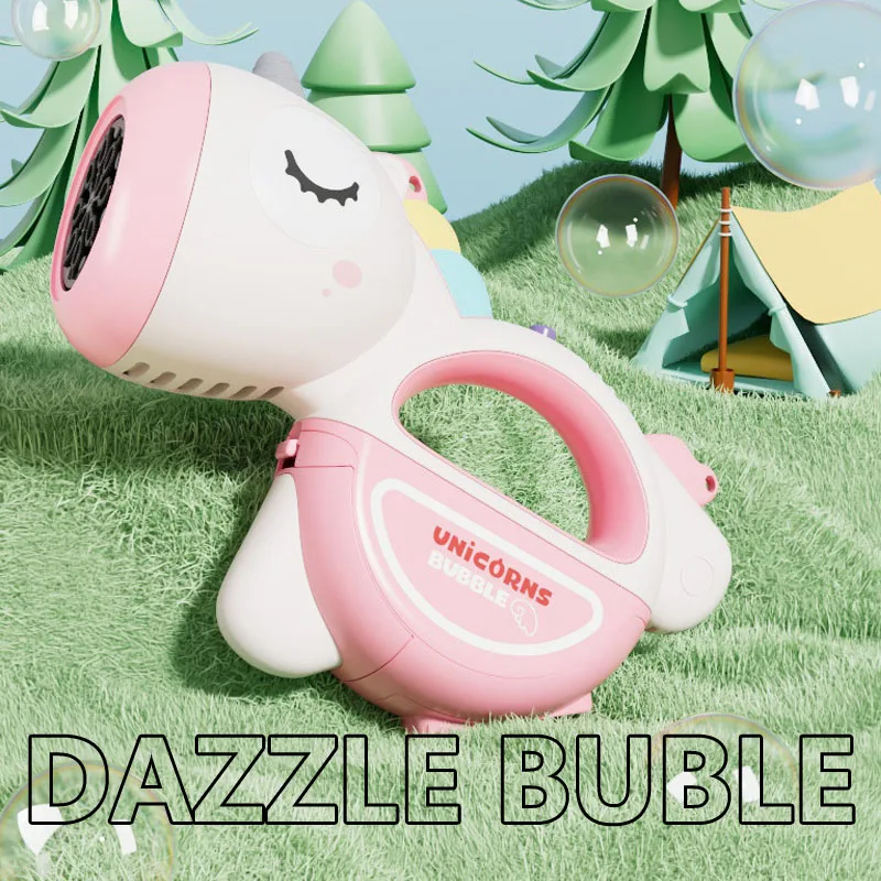 Bubble Machine Automatic Cartoon Animal Handheld Bubble Gun with Straps Party Game Toys Outdoor Wedding Toy Children's Day Gifts