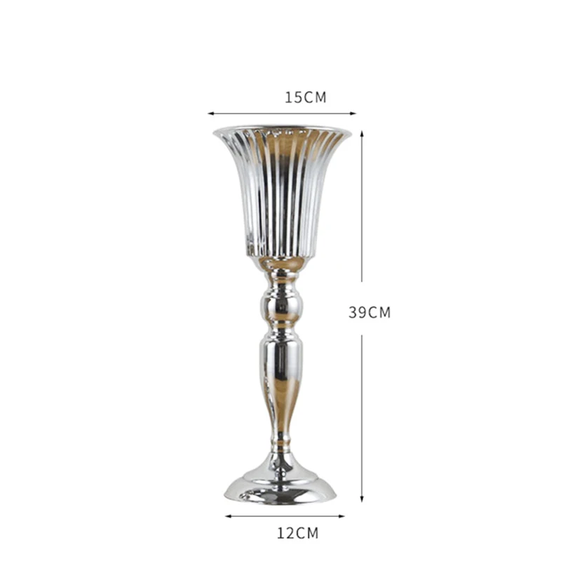 PEANDIM Luxury Silver Flower Vase Home Vase Desktop Craft Flower Arrangement Decoration Wedding Party Christmas Flower Rack 6