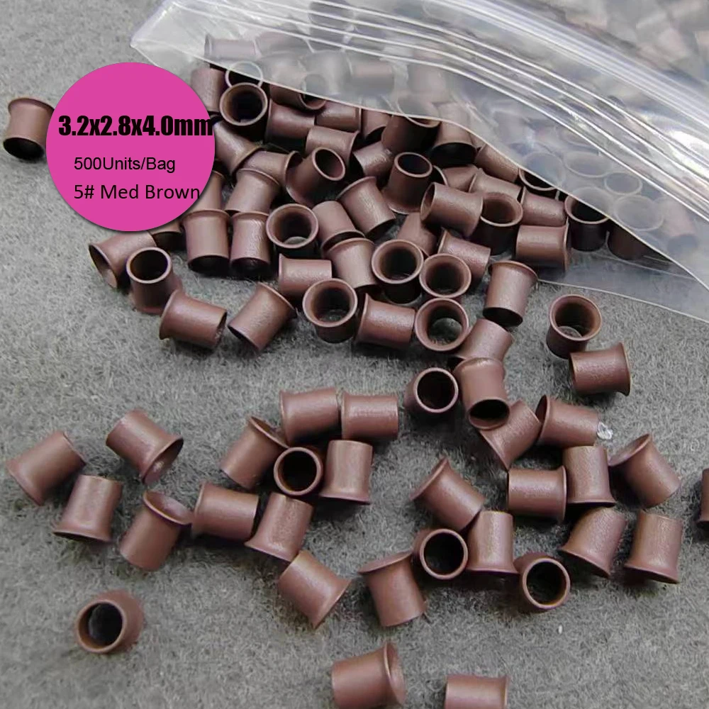 500 Units Flared Copper Micro Beads Hair Extensions 3.2x2.8x4.0mm Micro Ring Bead Caps Hair Extension Beads Rings for Hair
