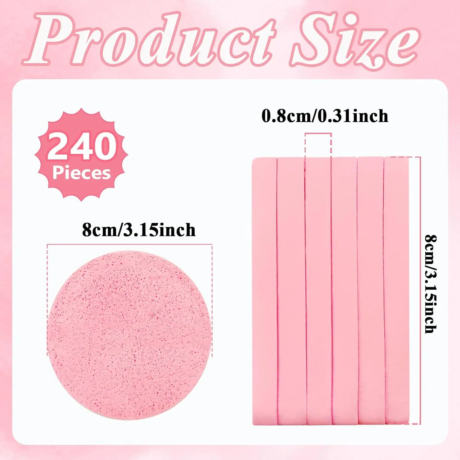 240 Pieces Facial Sponge Compressed,Professional Makeup Removal Sponge Pad,Round Face Cleaning Sponge for Spa,Exfoliating,Mask