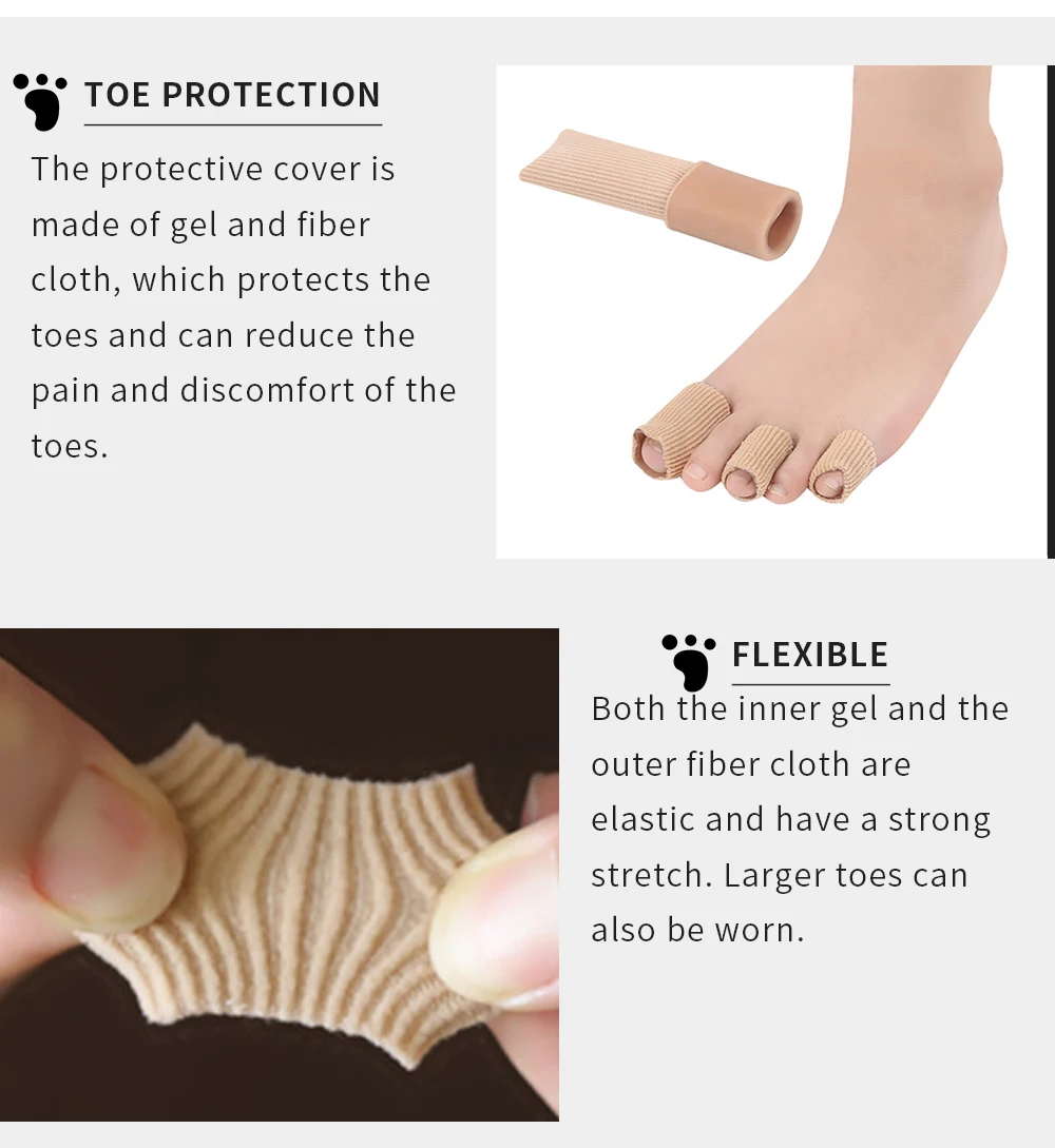Description Picture 4 of itemSilicone Cover Cut Toe Set Rib Fabric Gel Tube Sleeve Cap for Hammer Toe Finger Separation Protector Foot Care Finger Toe Tools