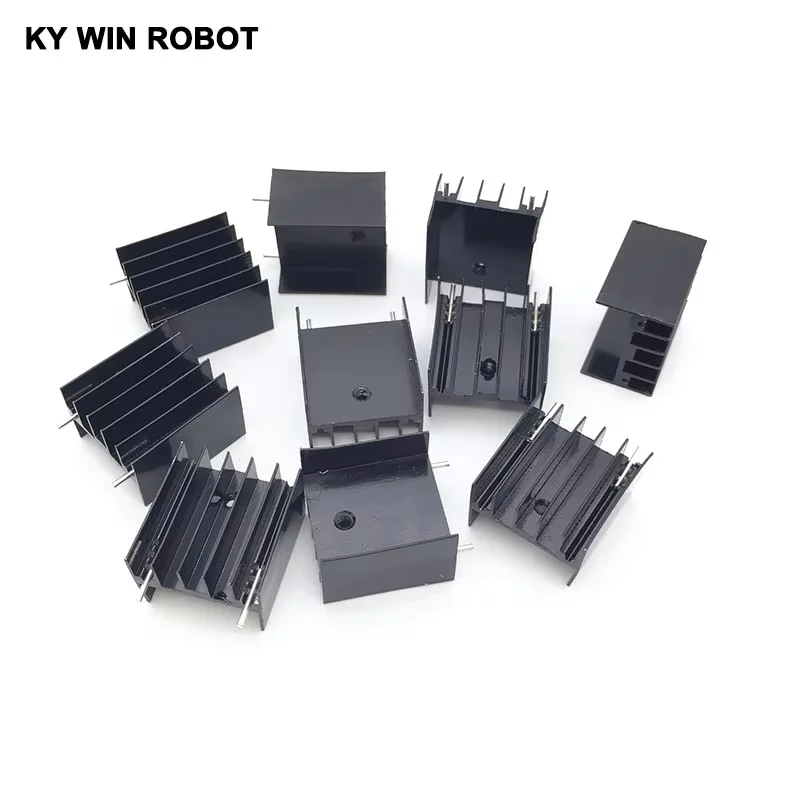 Dissipateur thermique en aluminium TO-220 à 220, 10 pièces, radiateur à Transistor TO220, refroidisseur de refroidissement 25x23x16MM avec 2 broches IC électronique