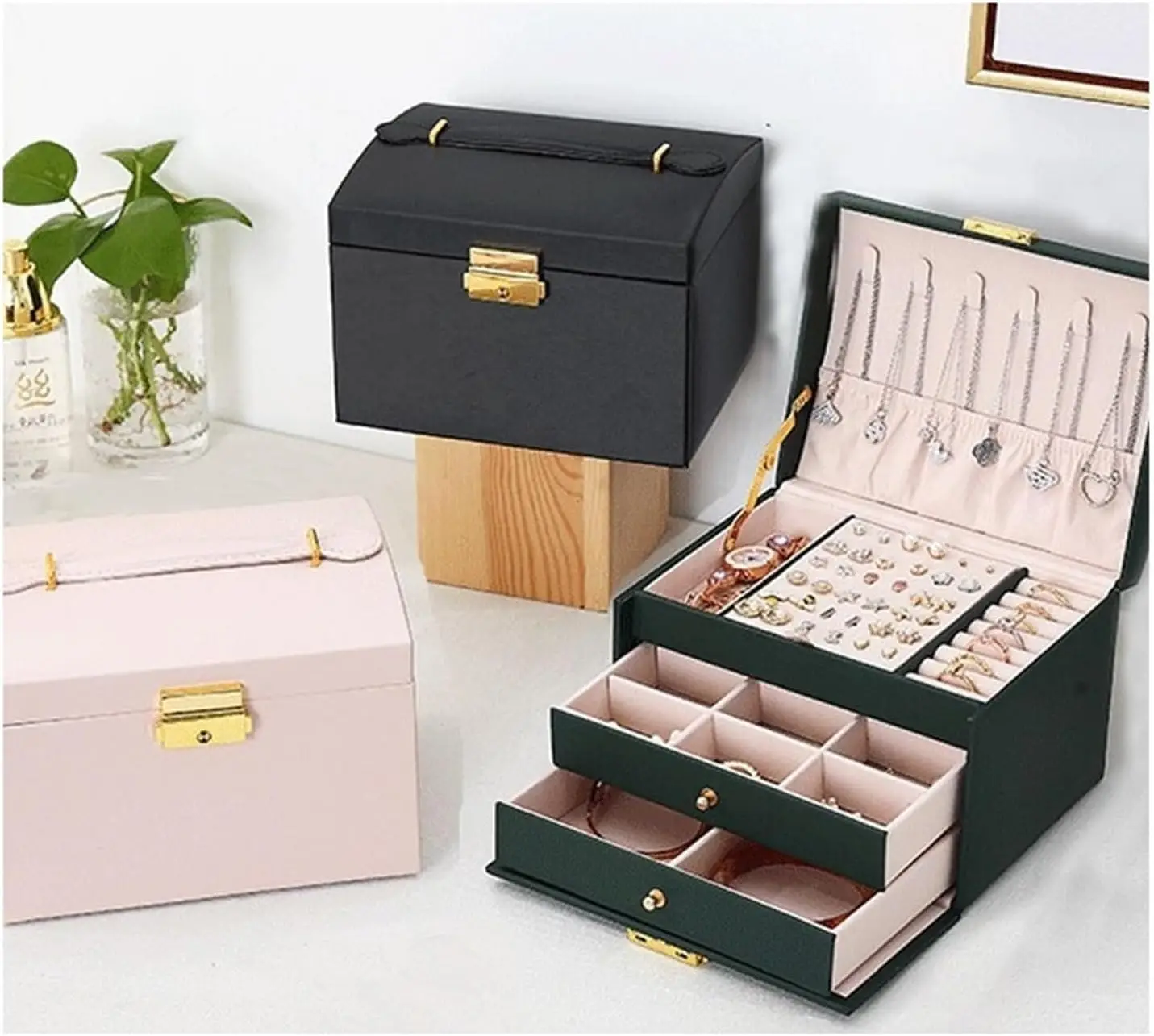 Drawer Jewelry Box Velvet Ring Bracelet Earrings Jewelry Boxes Organizer Necklace Display Stand Accessories Separator Storage