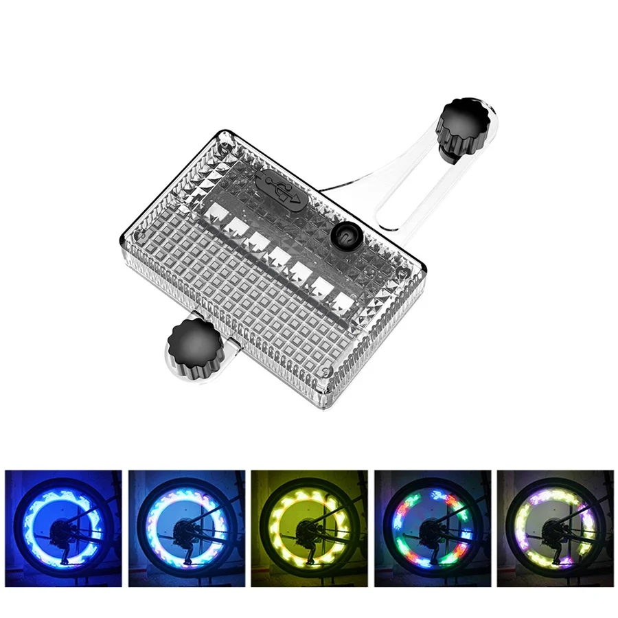 Luce solare colorata per raggi ruota bici Impermeabile MTB Equilibrio Luce per bicicletta LED RGB Pneumatico per pneumatici Luci flash Lampada da ciclismo di avvertimento  18
