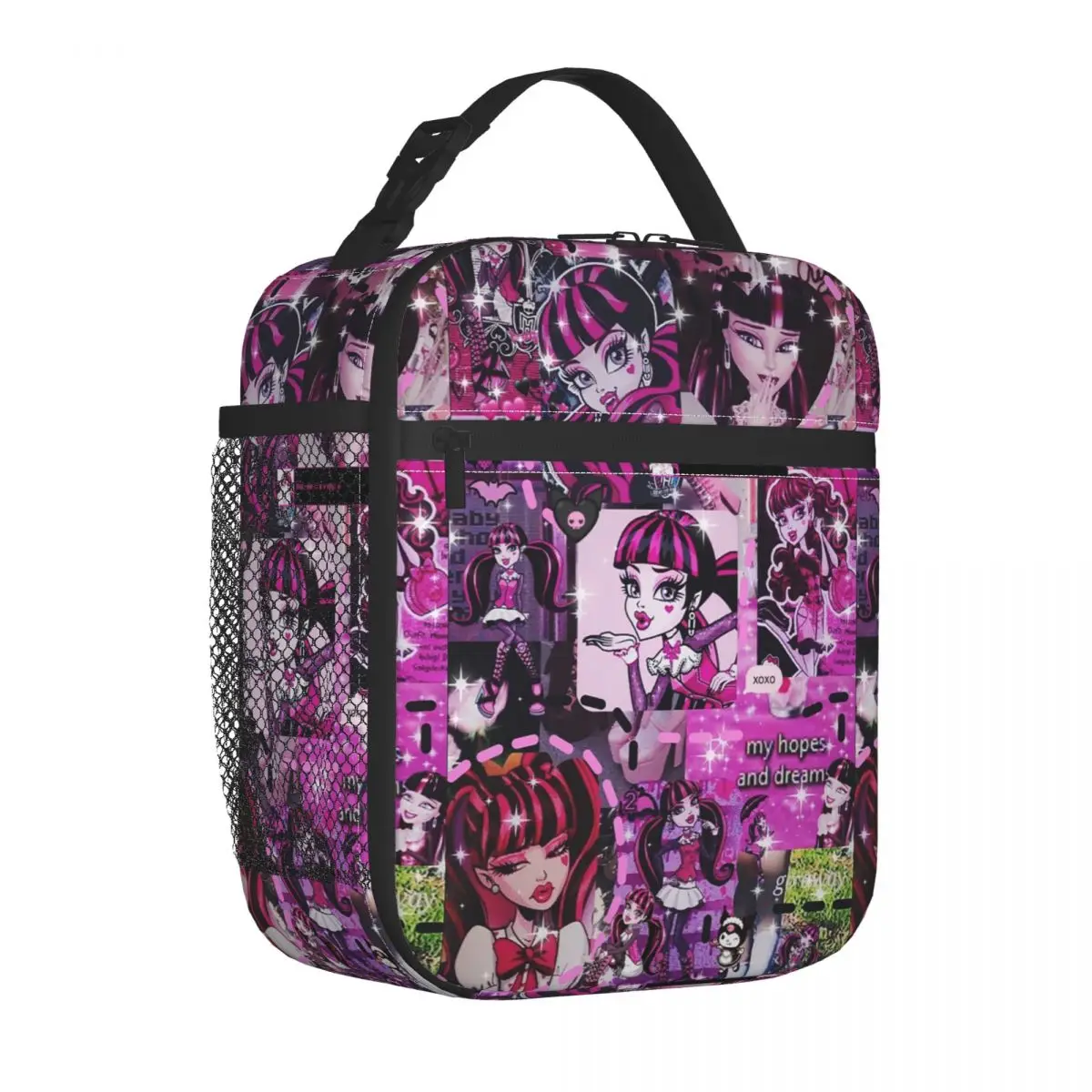 Cute Draculaura Girl Insulated Lunch Bag Thermal Bag Lunch Container Monster High Tote Lunch Box Uomo Donna School Outdoor