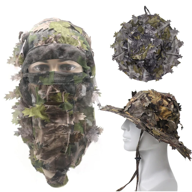 Ghillie Camouflage Leafy Hat/Boonie Hats 3D Full Face Mask Headwear  Tactical Cap Turkey Camo Hunter Hunting Accessories - AliExpress