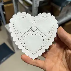 50pcs Heart - Shaped White Gold Lace Paper Doilies for Crafting and Wedding Decor (50pcs white)