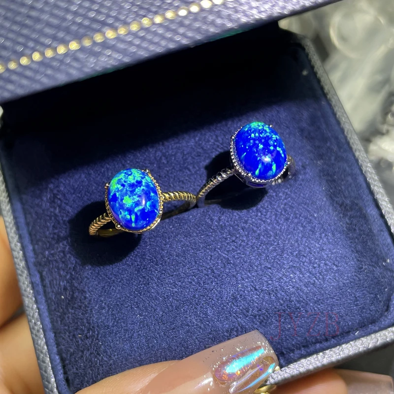 

Fine Jewelry 925 Silver Natural Color Opal Ring Women's Oval Gemstone Fashion wedding bridal jewelry