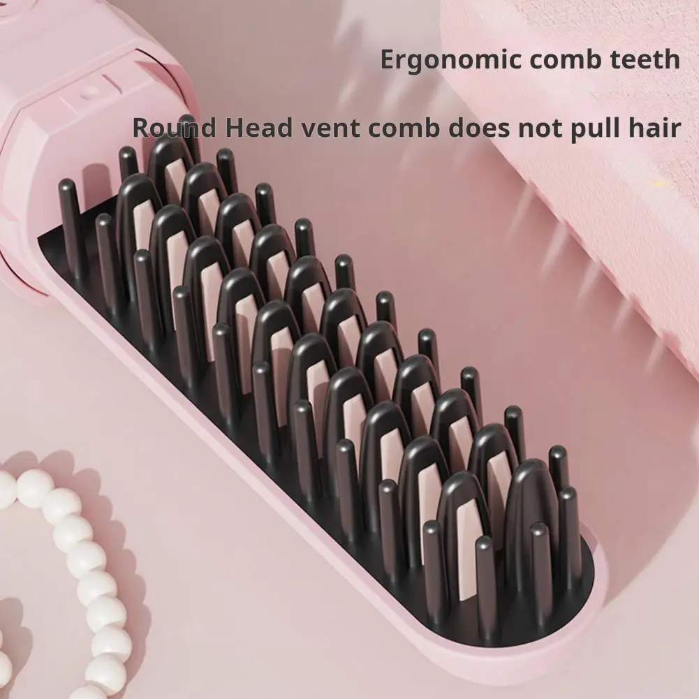 Cordless Hair Straightener Brush for Women Electric Straightening Comb Travel-friendly Hot Comb for Straightening Curling Hair