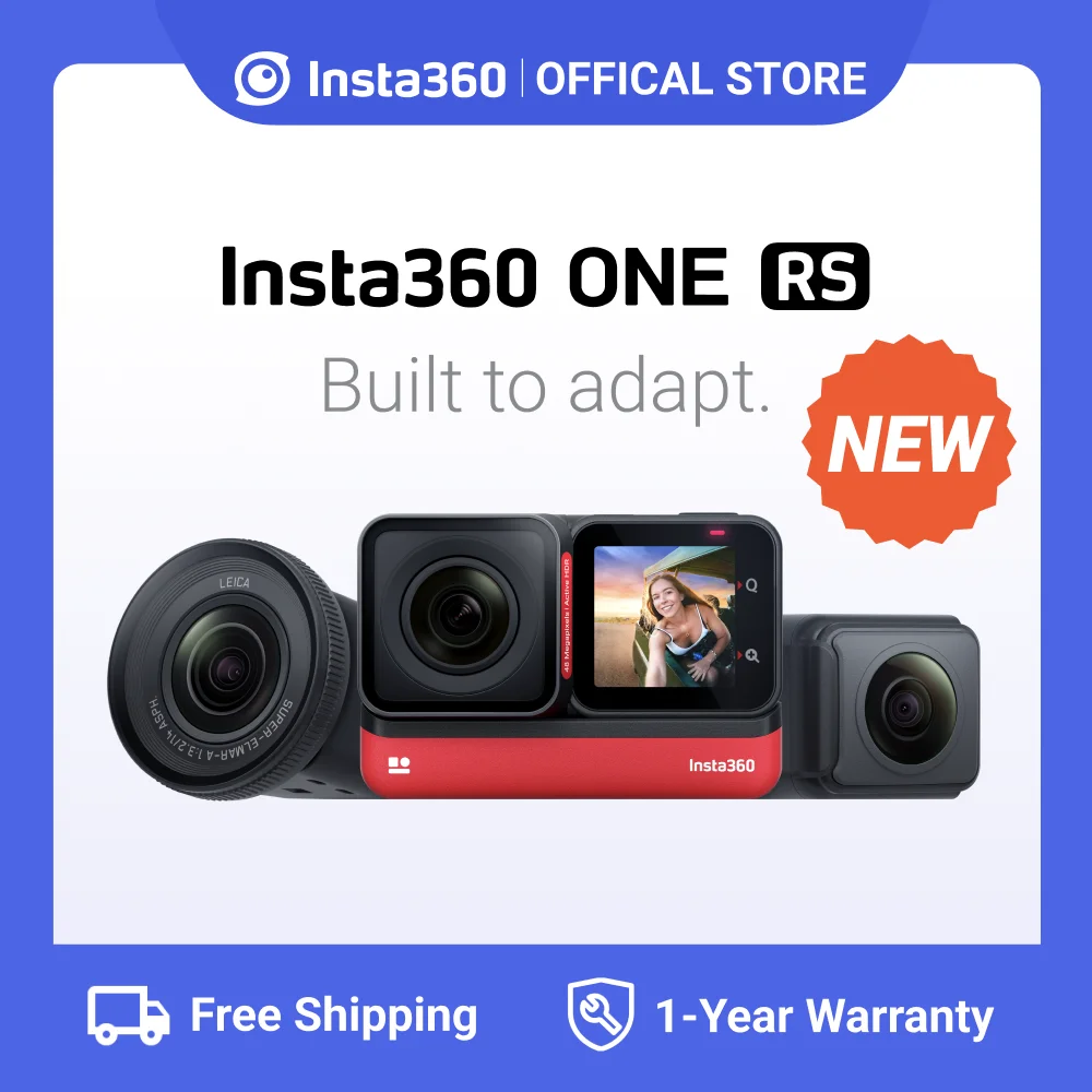 old action camera Insta360 ONE RS – Waterproof 4K 60fps Action Camera & 5.7K 360 Camera with Interchangeable Lenses, Twin/ 1-Inch/ 4K Edition old action camera