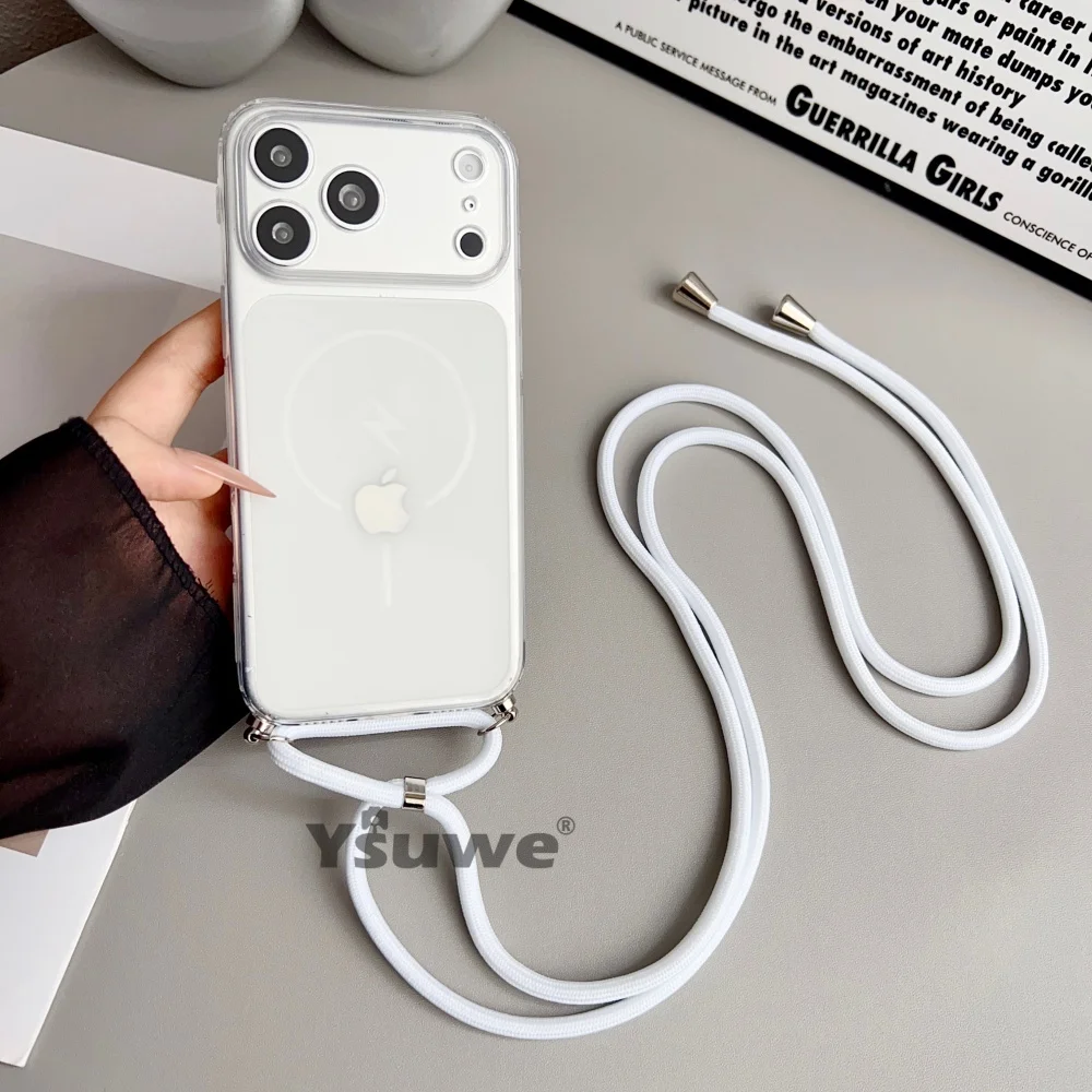 Crystal Clear Crossbody Necklace Lanyard Phone Case with Transparent Strap