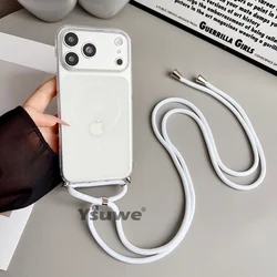 Crystal Clear Crossbody Necklace Lanyard Phone Case with Transparent Strap - iPhone 12 Mini (Wh)