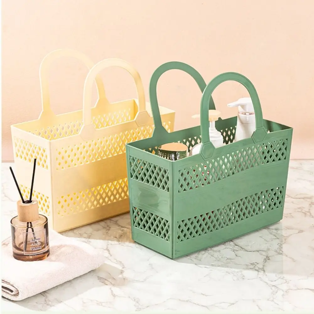 Portable Drainable Shower Basket Multifunctional Large Capacity Hollow Out Storage Basket Washing